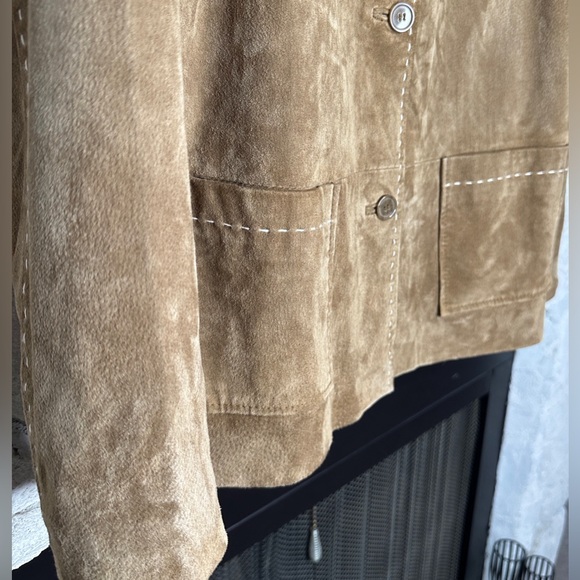 Denim&Co | Women’s Brown Leather Western Jacket w/Saddle Stitching, Size M - Picture 4 of 13